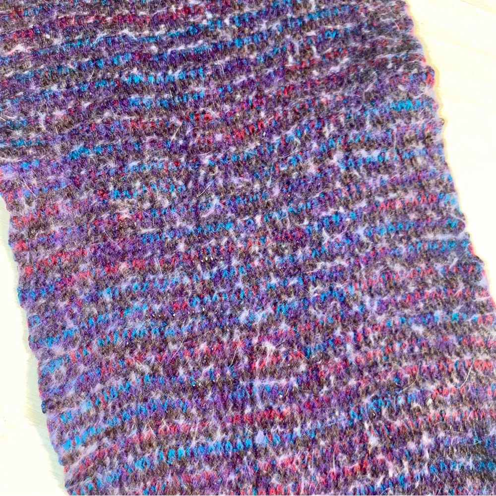 Echo Vintage Multicolor Scarf Wool Angora Blend Made in Japan Purple Blue Y2K